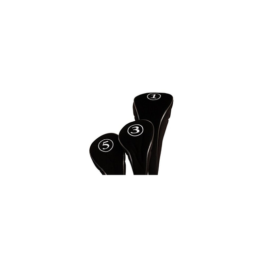 Black golf Zipper Head covers Driver 1 3 5 Fairway Woods Headcovers Metal Neoprene Traditional Plain Protective covers Fits All Fairway clubs and Dri