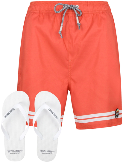 Swim Shorts Jafari Swim Shorts With Free Matching Flip Flops In Cayenne - Tokyo Laundry / S - Tokyo Laundry