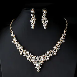 1 set Bridal Jewelry Sets For Women's Pearl Party Wedding Gift Imitation Pearl Rhinestone Alloy Link / Chain Flower Botanical / Engagement Lightinthebox