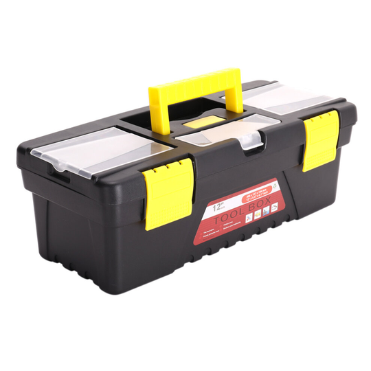 (12 inch) Large Plastic Tool Box Chest Set Lockable Removable Storage Tray