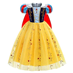 Snow White and the Seven Dwarfs Snow White Fairytale Princess Flower Girl Dress Theme Party Costume Tulle Dresses Girls' Movie Cosplay Cosplay Halloween Yellow Dress Halloween Carnival Masquerade Lightinthebox