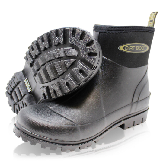 (UK13 EU47 Men, Black) Dirt Boot Mens Neoprene Wellington Garden Wellies Stable Yard Ankle Mucker Boots