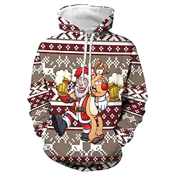 Inspired by Christmas Santa Claus Reindeer Hoodie Cartoon Manga Anime Graphic Hoodie For Men's Women's Unisex Adults' 3D Print 100% Polyester Lightinthebox