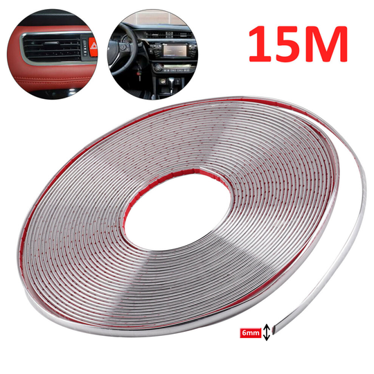 Chrome Car Van Styling Moulding Strip Trim Adhesive Crash 6mm x 15m