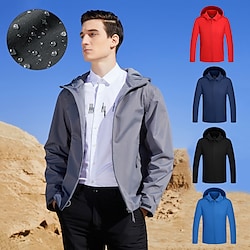 Men's Waterproof Hiking Jacket Rain Jacket Hiking Windbreaker Outdoor Waterproof Windproof Breathable Quick Dry Outerwear Trench Coat Top Hunting Fishing Climbing Navy Black Red Blue Dark Gray Lightinthebox