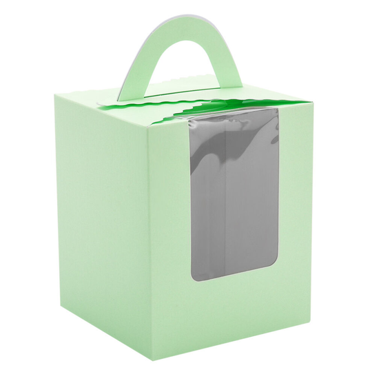 (Green ) 20Pcs Single Cupcake Muffin Fairy Cake Boxes Bags With Clear Windows Boxes Party