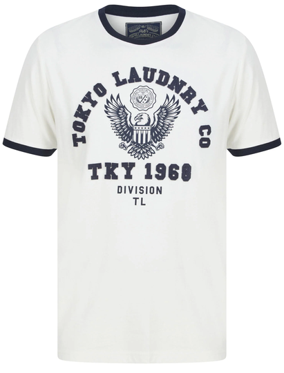 T-Shirts Division Motif Cotton Jersey Ringer T-Shirt In Snow White - Tokyo Laundry / S - Tokyo Laundry