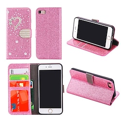 Stunning Bling Glitter Diamond Wallet Kickstand Case For Samsung Galaxy S22 S21 S20 Ultra Plus S10 5G Plus Note 20 Ultra A72 A52 A32 Luxury Shockproof Heart Diamond Glitter PU Leather Case Lightinthebox