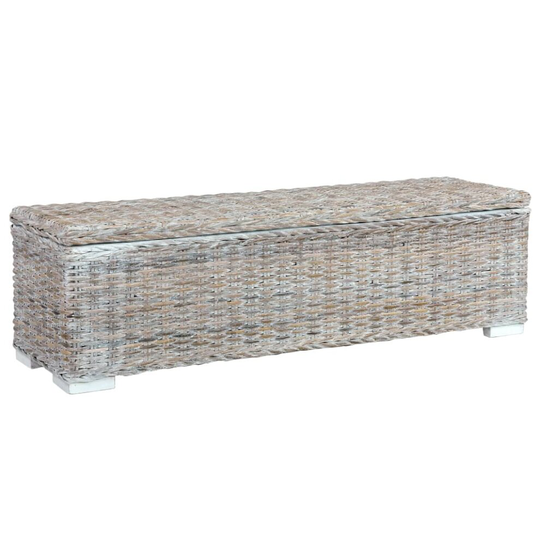 vidaXL Storage Box 120cm White Kubu Rattan and Solid Mango Wood Trunk Bench