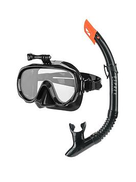 Osprey Adult Mask And Snorkel Set With Camera Mount - Black