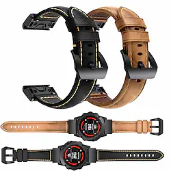 22mm Smart Watch Band for Garmin Fenix 7 Sapphire Solar / 6 Pro / 5 Plus Forerunner 935 945 Approach S60 S62 Genuine Leather Smartwatch Strap Quick Fit Leather Loop Replacement Wristband Lightinthebox