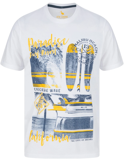 T-Shirts Dream State Motif Cotton Jersey T-Shirt in Optic White - South Shore / S - Tokyo Laundry