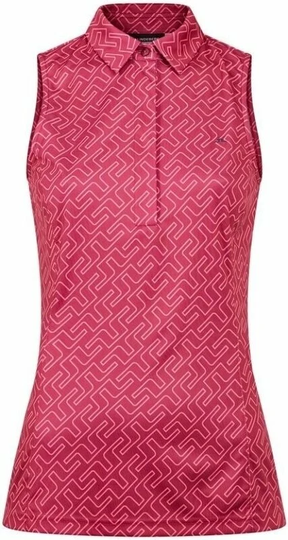 J.Lindeberg Dena Print Sleeveless Golf Top Hot Pink Bridge Monogram M