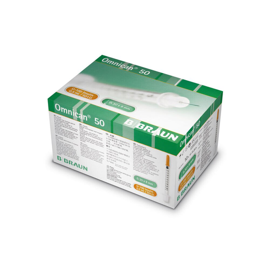 0.5ml 30G 8mm BBraun Omnican Fixed Needle Syringe Box of 100