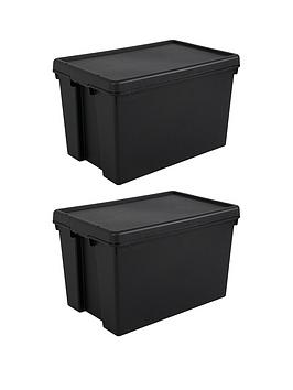 Wham Set Of 2 Heavy Duty Recycled Plastic Storage Boxes &Ndash; 62 Litres Each