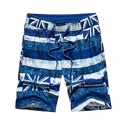 Men's Swim Shorts Swim Trunks Board Shorts Drawstring Elastic Waist Print National Flag Comfort Breathable Knee Length Casual Daily Beach Fashion Streetwear Royal Blue Micro-elastic Lightinthebox