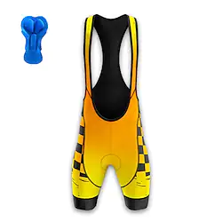 21Grams Men's Cycling Bib Shorts Bike Bib Shorts Bottoms Mountain Bike MTB Road Bike Cycling Sports Plaid Checkered 3D Pad Cycling Breathable Quick Dry Yellow Blue Polyester Spandex Clothing Apparel Lightinthebox