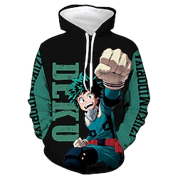 Inspired by My Hero Academia Boko No Hero Midoriya Izuku Deku Hoodie Cartoon Manga Anime Harajuku Graphic Kawaii Hoodie For Men's Women's Unisex Adults' 3D Print 100% Polyester Lightinthebox