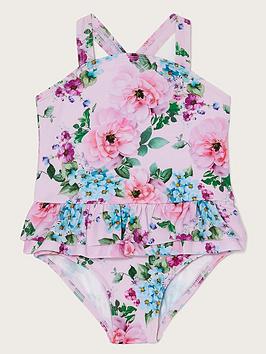 Monsoon Baby Girls S.E.W. Printed Skirt Swimsuit - Pink