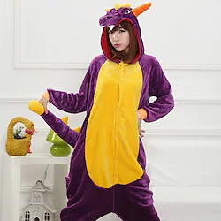 Kid's Adults' Kigurumi Pajamas Nightwear Dragon Character Onesie Pajamas Flannel Cosplay For Men and Women Boys and Girls Carnival Animal Sleepwear Cartoon Festival / Holiday Costumes Lightinthebox