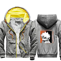 Inspired by My Hero Academia Bakugou Katsuki Hoodie Outerwear Sherpa Jacket Anime Graphic Outerwear For Men's Women's Unisex Adults' Hot Stamping 100% Polyester Casual Daily Lightinthebox