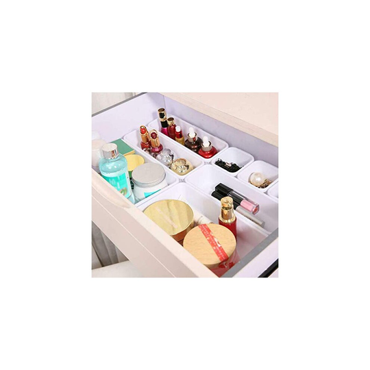 8pc White Drawer Organiser Storage Separator Organisation Boxes