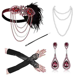 The Great Gatsby Vintage Movie / TV Theme Costumes 1920s Elegant The Great Gatsby Ball Gown All Seasons Gloves Necklace Flapper Headband Women's Feather Beads Costume Headbands Necklace Earrings Lightinthebox