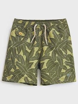 White Stuff Boys Mini Palm Print Swim Shorts - Green