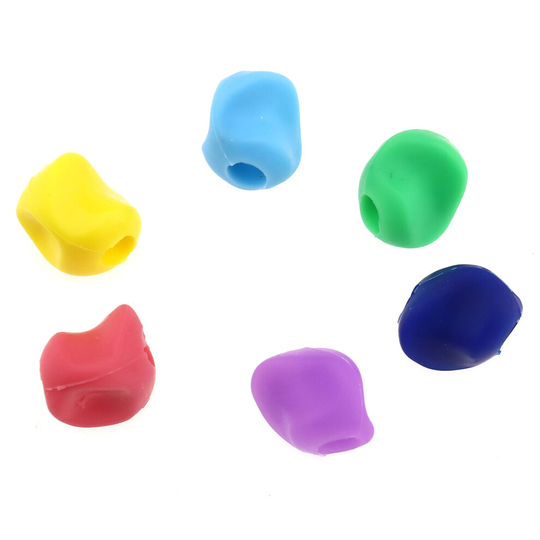 6x Silicone Mini Pencil Grip Ultra Soft Through-Hole Colours Handwriting Aid