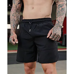 Men's Running Shorts Gym Shorts Drawstring Split Bottoms Sports Outdoor Athletic Cotton Breathable Quick Dry Moisture Wicking Gym Workout Running Jogging Sportswear Activewear Solid Colored Black Lightinthebox
