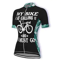 21Grams Women's Cycling Jersey Short Sleeve Bike Jersey Top with 3 Rear Pockets Mountain Bike MTB Road Bike Cycling Fast Dry Breathable Quick Dry Moisture Wicking Green Black Blue Graphic Polyester Lightinthebox