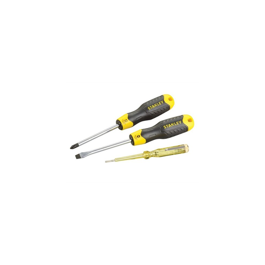 Stanley Tools 0-65-012 Cushion Grip Screwdriver Set of 3 SL/PH/Voltage Tester