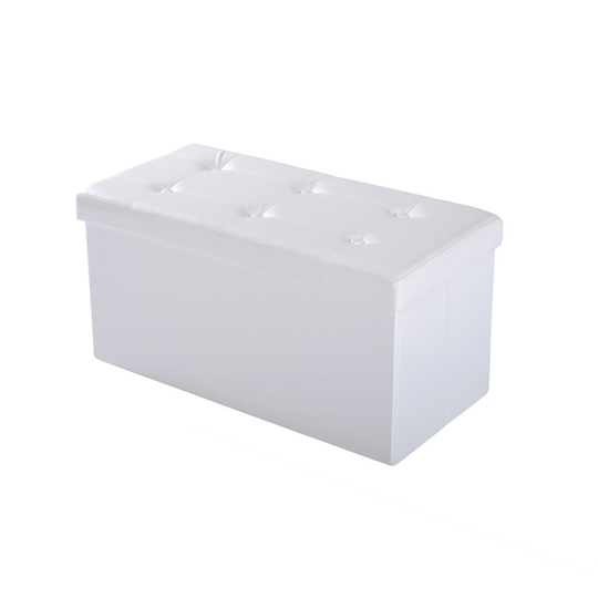 HOMCOM Storage Ottoman Toy Box Folding Bench Foot Rest Stool White