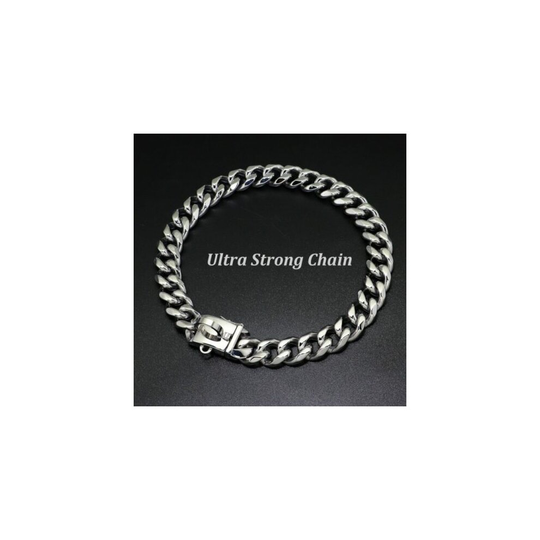 (Silver Collar, 45cm) Metal Dog Chain Leash Collar Lead Rope Collar