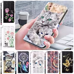 Phone Case For Samsung Galaxy Wallet Card A33 S22 Ultra Plus S21 FE S20 A52 with Wrist Strap Card Holder Slots Magnetic Flip Graphic Butterfly TPU PU Leather Lightinthebox