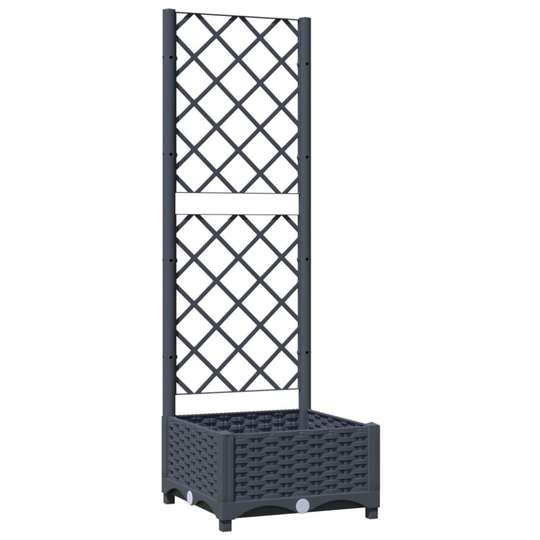 vidaXL Garden Planter with Trellis Dark Grey PP Outdoor Raised Bed Flower Box