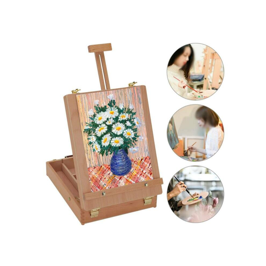 Wooden Tripod Art Easel Portable Sketch Drawing Box Artist Painting Foldable