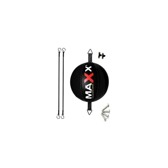 (BLACK) Maxx Leather double end bag Floor to Ceiling ball Punch bag speed ball+hooks Mma