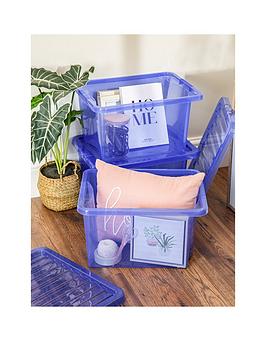 Wham Set Of 3 Blue Crystal 28-Litre Plastic Storage Boxes