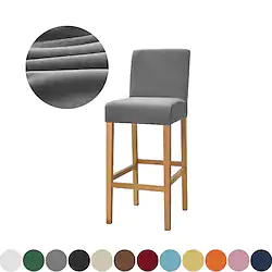 Stretch Velvet Bar Stool Cover Counter Height Pub Chair Slipcover for Dining Room Cafe Non Slip with Elastic BottomThick Soft Modern Style Lightinthebox