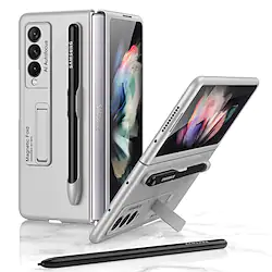 Phone Case For Samsung Galaxy Back Cover Z Fold 3 Ultra-thin Dustproof Kickstand Solid Colored TPU Lightinthebox