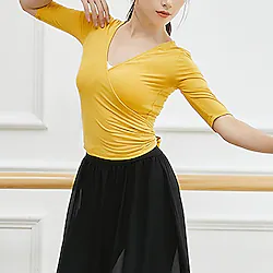 Ballet Top Ruching Bandage Solid Women's Training Performance Half Sleeve Modal Lightinthebox