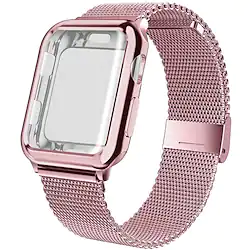Smart Watch Band with Case Compatible with Apple iWatch 38/40/41/42/44/45mm Series 8 7 6 5 4 3 2 1 SE Stainless Steel Milanese Loop Adjustable Magenitic Strap for iWatch Smartwatch Bracelet Wristband Lightinthebox