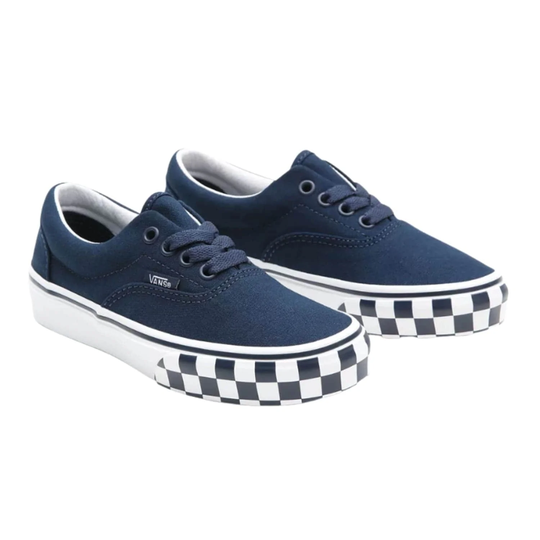 Vans Youth Kids Era Skate Shoes (Check Bumper) - Dress Blue/True White