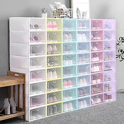 Transparent Shoe Box Shoes Organizers Plastic Thickened Foldable Dustproof Storage Box Stackable Combined Shoe Cabinet Lightinthebox