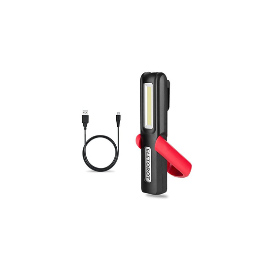 Rechargeable LED Torch, Magnetic Flashlight Inspection Lamp, COB Work Light with Battery Indicator, Magnetic Base and Hook, Mechanic Tools for Wo