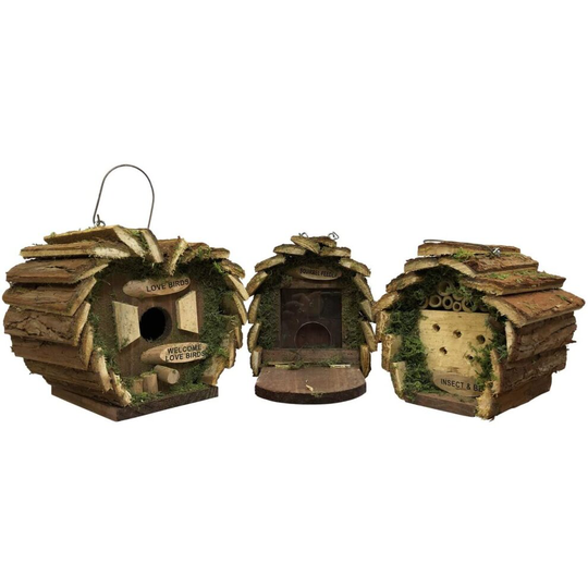 Hanging Bird Nest Box, Insect Hotel & Squirrel Feeder Wildlife Set