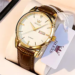 OLEVS Mechanical Watch for Men Analog Automatic self-winding Luminous Casual Waterproof Calendar Noctilucent Alloy Genuine Leather Fashion Machine Lightinthebox