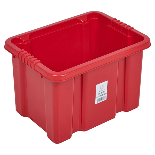 (5 Red boxes, 24 Litre) Coloured Plastic Storage Box Stackable Container