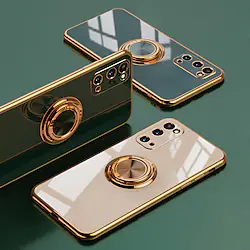 Phone Case For Samsung Galaxy Back Cover A73 A53 A33 S22 Ultra Plus S21 FE S20 A72 A52 A42 Note 20 Ultra Plating Ring Holder Fashion Solid Colored TPU Lightinthebox